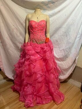 Dancing Queen Vibrant Pink Satin Evening Dress
